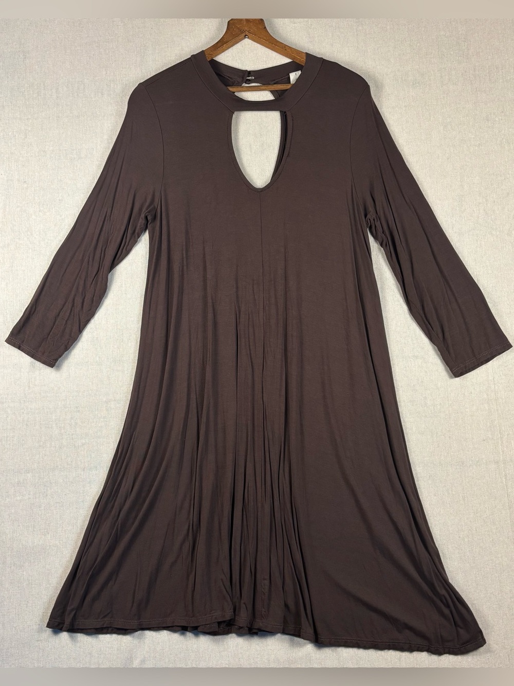 mts Women's Large Brown Halter Top Keyhole Swing Dress Bamboo Viscose